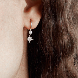 CANNER Boucles d'oreilles pendantes tendance en argent sterling S925 avec étoile en zircon et perle, bijoux élégants pour femmes - Product Image 6