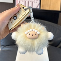 Porte-clés et breloque de sac en forme de mouton en peluche avec petite boule de laine et fourrure de renard, pendentif mignon pour téléphone, cadeau