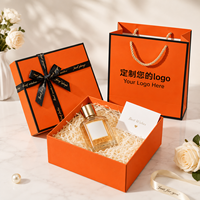 Boîte cadeau portable haut de gamme personnalisée en forme d'arc orange avec doublure en éponge pour cosmétiques, rouge à lèvres, emballage pour la Saint-Valentin