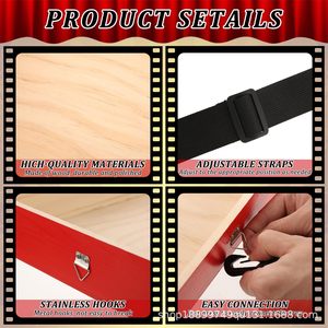 Plateau à popcorn en bois avec sangle, plateau de service portable pour les en-cas, pour utilisation au cinéma - Product Image 4