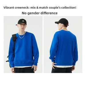 Sudadera de algodón puro de 300g con cuello redondo y estampado en caliente, holgada, sin forro, para hombre y mujer, camiseta publicitaria de primavera, estilo extranjero. - Product Image 2
