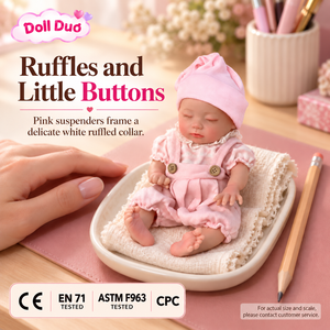 ตุ๊กตาเด็กเกิดใหม่ซิลิโคนขนาด 6 นิ้ว DollDuo แบบสั่งทำพิเศษ สีชมพู พร้อมกางเกงขาสั้นแบบมีสายรัด วาดลายด้วยมือ ของขวัญวันฮาโลวีนสำหรับเด็ก - Product Image 2
