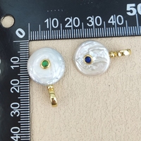 Breloques en perles baroques naturelles au design simple, plaquées or 18 carats, pendentifs ronds en perles blanches avec zircone cubique pour la fabrication de colliers et bijoux