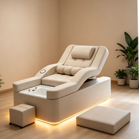 Chaise de lavage de cheveux avec repose-pieds réglable en cuir PU, design moderne et portable pour salon de coiffure, salon, hôpital et salle de sport