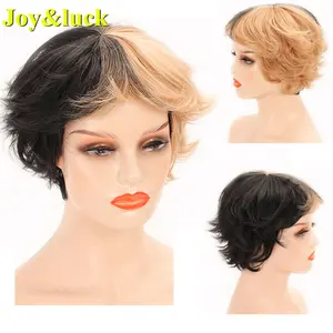 Ladies Wholesale Full Wig Half Brown Half Black Natural Short Curl Wigs With Bangs Halloween Or Cosplay Party Fashion Women Hair