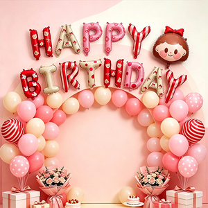 Ballons lettres « <span class=keywords><strong>Anniversaire</strong></span> » motif ours fleuri rouge et rose, bannière Joyeux <span class=keywords><strong>Anniversaire</strong></span> pour décoration de fête - Product Image 2