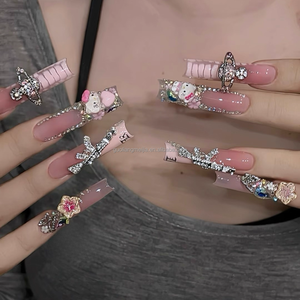 Kit de manucure DIY en gros : <span class=keywords><strong>Ongles</strong></span> à presser personnalisés en chrome métallique avec strass gothiques - Product Image 6