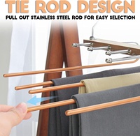 Organisateur de cintre en tissu de garde-robe magique en bois et métal 5 en 1 pour pantalon jupe écharpe