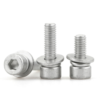 Sekrup Kombinasi Tiga Bagian Kepala Silinder Hex Socket Dacromet Kelas 8.8 dengan Ring Pegas Datar Kepala Cangkir M3~M8