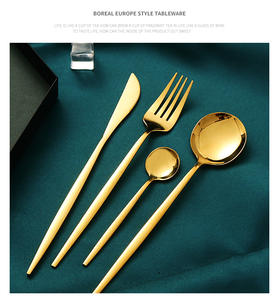 Ensemble de couverts violets de style nordique d'hôtel couverts en acier inoxydable plaqué titane Messer Gabel Loffel couverts en argenterie - Product Image 6