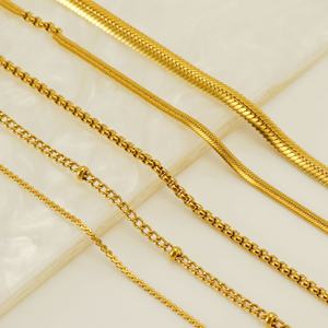 Wholesale18k Gold Plated <b>Chain</b> NecklaceJewelry Basic Geometric Stainless Steel Snake Figaro Pearl <b>Rope</b> Dubai Fashion Necklace - Product Image 1