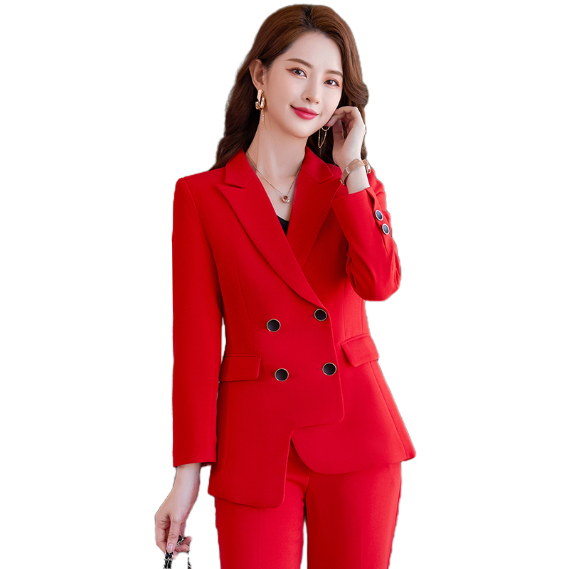 Piece Set Red Formal Fashion Pant Suit 