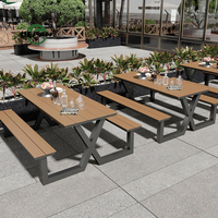 Ensemble de table et bancs de pique-nique commerciaux pour l'extérieur, table de jardin en composite bois pour patio