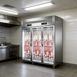 Congelador Comercial de Acero Inoxidable de Temperatura Única, Vitrina Vertical de 2 Puertas, Refrigerador Exhibidor de Carne para Restaurante con Puerta de Vidrio - Product Image 2