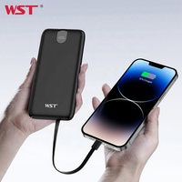 WST Banco De Potencia Innovant LED Affichage Numérique Capacité Réelle OEM ODM Charge Rapide 10000mah Power Bank avec Câble de Charge