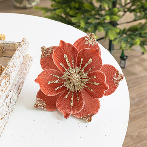 <span class=keywords><strong>Fleur</strong></span> de magnolia en velours 5 couleurs, <span class=keywords><strong>fleur</strong></span> artificielle de poinsettia dorée, décoration DIY pour couronne de sapin de Noël. - Product Image 5