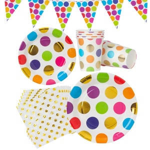 Đầy Màu Sắc Dùng Một Lần Tấm Giấy Tấm <span class=keywords><strong>Polka</strong></span> <span class=keywords><strong>Dot</strong></span> Nguồn Cung Cấp Bên Bộ Đồ Ăn Cho Món Khai Vị Ăn Trưa Ăn Tối Và Món Tráng Miệng Trẻ Em Sinh Nhật - Product Image 3