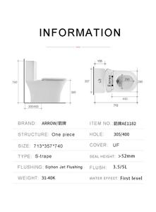 Inodoro de Cerámica Moderno ARROW de Una Pieza con Doble Descarga, Sifón en S y Autolimpieza - Product Image 5