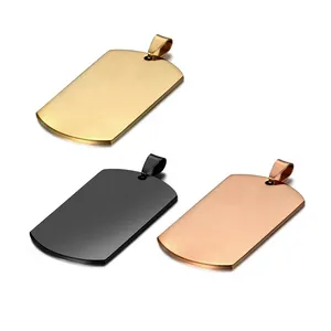 Logo personalizzato nome metallo vuoto acciaio inossidabile argento nero oro rosa dog tag