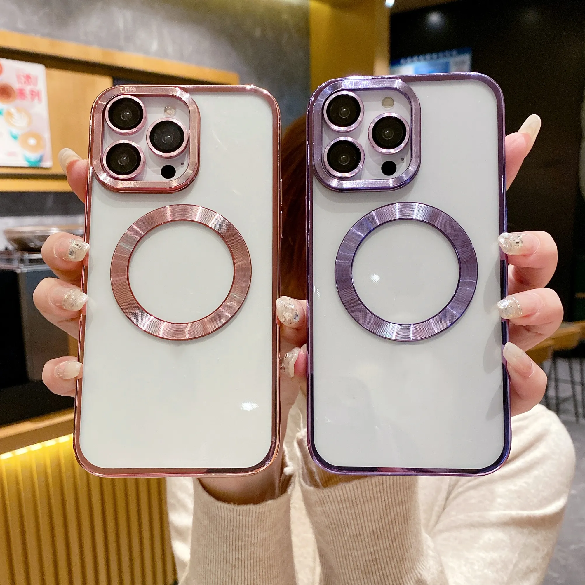 Từ CD mạ điện thoại trường hợp đối với iPhone 15 Pro Max 14 13 12 rõ ràng mềm TPU điện thoại bìa với máy ảnh ống kính bảo vệ