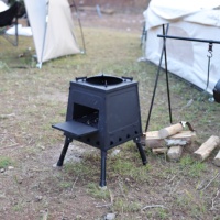 Réchaud de camping à bois à double hauteur, type Rocket Stove, avec pieds de support longs et courts, ustensile de cuisson portable pour l'extérieur