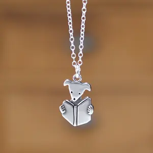 Mignon <span class=keywords><strong>livre</strong></span> <span class=keywords><strong>chien</strong></span> collier lecture chiot collier réglable couleur argent enfants collier pour un usage quotidien - Product Image 4
