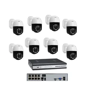 Teknoloji 4K yüz tanıma 8MP 8CH gözetim CCTV DVR NVR kiti POE PTZ güvenlik kamera sistemi