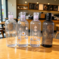 Nueva Botella de Agua de Plástico con Diseño Moderno y Atractivo para Estudiantes, Portátil, de Material PC, con Tapa de Rosca para Beber Directamente