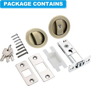 Serrure de porte ronde à encastrer avec clé, serrure de porte de poche serrure de porte coulissante à intimité matérielle invisible - Product Image 2