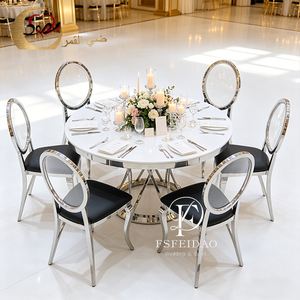 Mesa de Comedor Redonda de Acero Inoxidable con Patas Metálicas para Eventos y Banquetes - Product Image 4