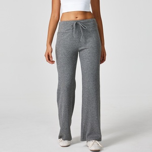 <span class=keywords><strong>Pantalon</strong></span> droit coupe bootcut pour <span class=keywords><strong>femme</strong></span>, taille élastique avec cordon de serrage, ample et fluide, longueur ras du sol, en <span class=keywords><strong>polyester</strong></span>, <span class=keywords><strong>viscose</strong></span> et <span class=keywords><strong>élasthanne</strong></span>, couleur unie, idéal pour l'été - Product Image 1