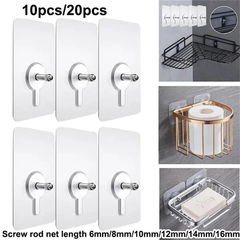 6 Ganci Da Parete In Alluminio Con Doppio Gancio E Viti, Porta Asciugamani Multiuso Per Bagno, Cucina, Ufficio, Nero, Carico Max 20kg - 2