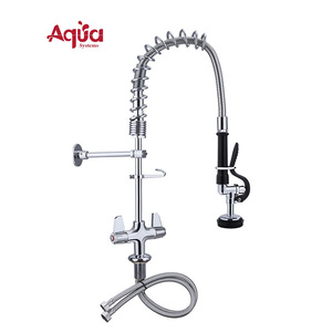 Commercial Electroplated Brass Chrome Dual Handle Wall-Mounted Modern Simplicity Kitchen <b>Shower</b> Set Faucet Hot/Cold High - Product Image 1