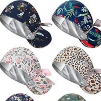 Bonnet de travail unisexe en coton double couche à rayures, respirant, pour médecins, chefs et post-partum
