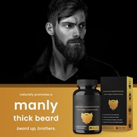Capsules de Formule Premium pour la Croissance de la Barbe 5000mcg Biotine Collagène Complexe Vitaminique pour le Soutien des Poils Faciaux Masculins Certifié Halal