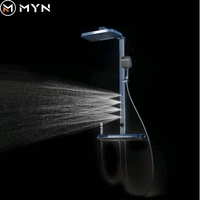 Ensemble de douche mural apparent avec robinetterie de salle de bain, système de massage dorsal intelligent à LED, couleur blanc métallisé, tendance TikTok