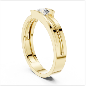 Bague solitaire en or jaune contemporain avec diamant pour hommes avec finition élégante et appel de mode de style élevé d'Inde - Product Image 4