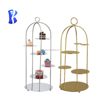 Supports à gâteaux pour le thé de l'après-midi dorés à 3 niveaux cage à oiseaux buffet à cupcake pour mariage fantaisie cage à oiseaux décorative