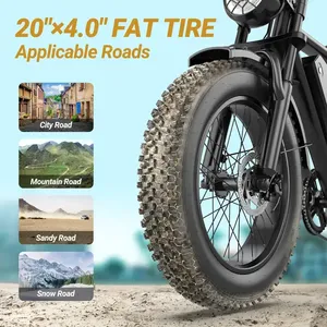Vélo de route électrique EU HEADEER 20 <span class=keywords><strong>pouces</strong></span>, 48V 20Ah, cadre en acier, Fatbike BK20 avec régulateur de vitesse, 7 vitesses, batterie au lithium, vélo électrique - Product Image 5