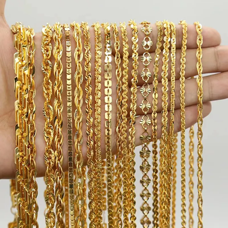 Cadena de latón chapada en oro con estilo único, joyería, collar, cadenas para fabricación de joyas, accesorios, venta al por mayor