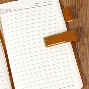 Muestra gratis A6 planificador diario páginas interiores personalizadas página en blanco cuaderno de cuero Pu con portalápices - Product Image 3