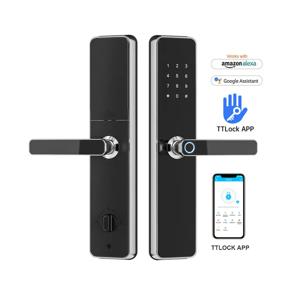 High Security Anti Theft Fingerprint Doorlock TTlock Tuya WiFi Electronic Intlligent Biometric Handle Digital Smart Lock