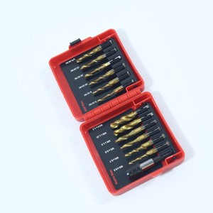 3-in-1 Titanium Coated Screw Tapping Bit Tool for Drilling with Quick-Change Adapter 13 PCS SAE/Metric Combination Drill Taps - Product Image 6