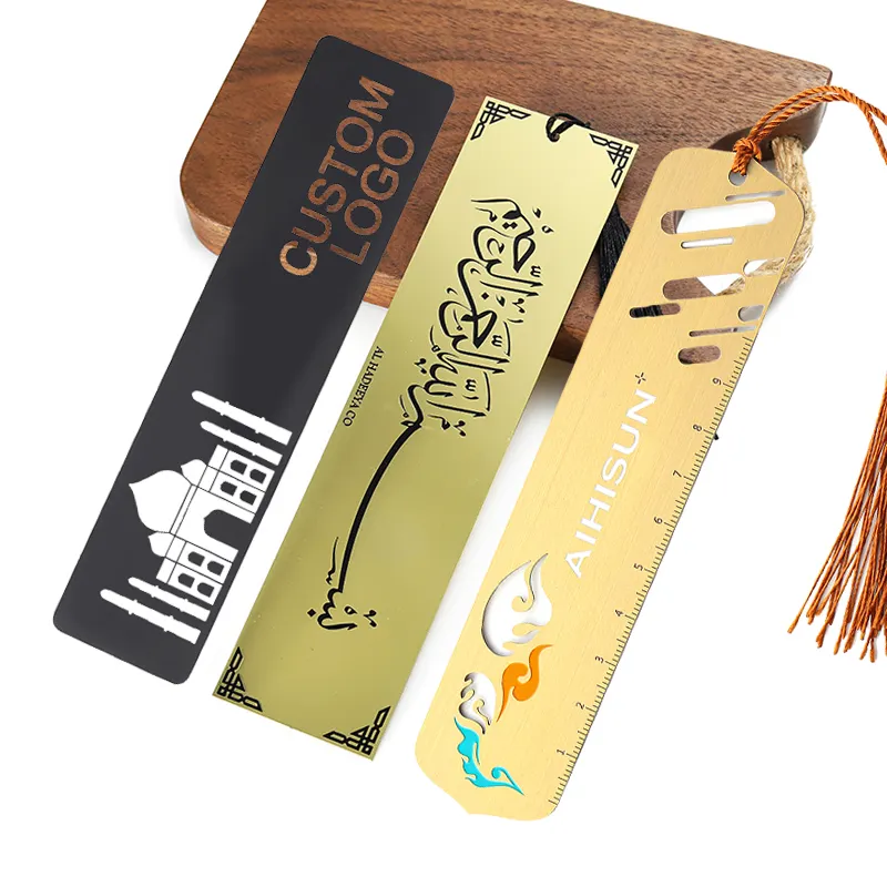Promotional Custom Arab Gifts Palestine Islamic Quran Book Mark Clip Tag Customized Brass Metal Bookmarks With Tassel