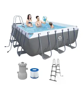 220-240V尺寸10 '* 39.5吉隆灰色矩形钢架游泳池便携式家庭游泳池PVC带泵