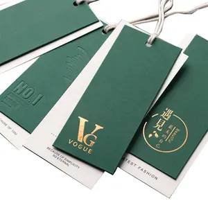 Etiquetas de ropa con logotipo personalizado de lujo, etiqueta de ropa con tarjeta verde, papel especial, etiquetas colgantes