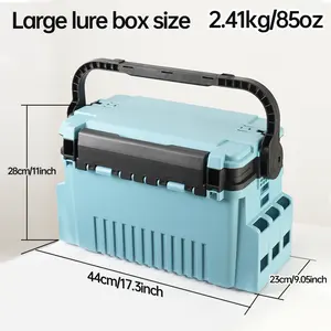 Caja de señuelos de almacenamiento de equipo de pesca de gran capacidad para exteriores, caja de aparejos portátil de plástico con insertador de caña Hoder