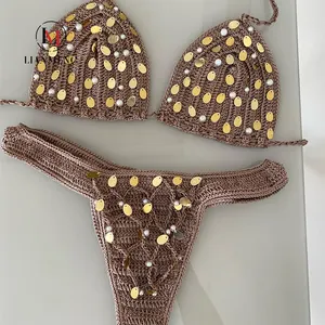 LIANMENG – maillot de bain 2 pièces en crochet trian-gle, string, bikini, ensemble pour les femmes, modèle micro, modèle nouveau 2023, B831