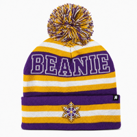 Vente en gros de bonnets personnalisés avec votre propre logo brodé, bonnet en acrylique 100%, bonnet tricoté tendance, bonnet d'hiver personnalisé avec pompon