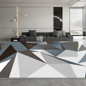 พรมพื้นที่ลายเรขาคณิตสไตล์นอร์ดิก รูปทรงสี่เหลี่ยมผืนผ้า ใยโพลีเอสเตอร์ ตกแต่งบ้าน ห้องนั่งเล่น ห้องนอน พรมปูพื้นโซฟา H-025-14 - Product Image 4